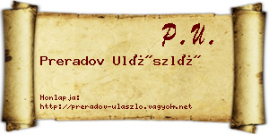 Preradov Ulászló névjegykártya